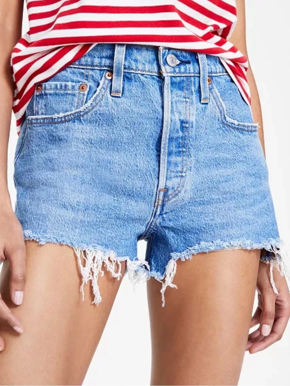 Light Blue Denim Cutoff Shorts - Women